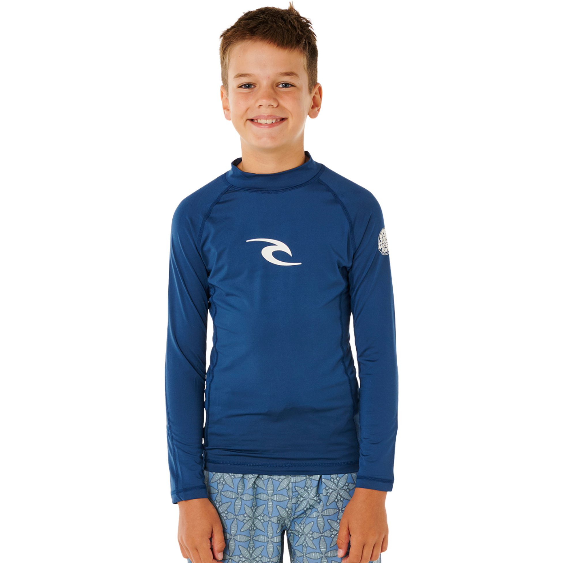 2026 Rip Curl Junior Waves UPF Long Sleeve Rash Vest 12VBRV - Light Navy